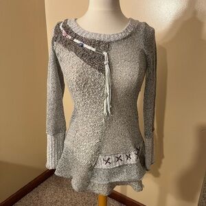 Forla Paris Gray Tunic/Sweater Sz S EUC
